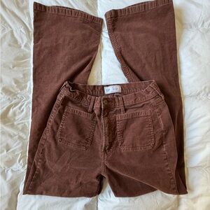 Gap Brown Corduroy Flare Pants Size 28 High Rise 70s Boho Indie Vintage Style